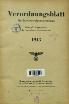 Verordnungsblatt für das Generalgouvernement = Dziennik Rozporządzeń dla Generalnego Gubernatorstwa. 1943, Zeitliche übersicht = Przegląd chronologiczny