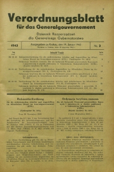 Verordnungsblatt für das Generalgouvernement = Dziennik Rozporządzeń dla Generalnego Gubernatorstwa. 1943, Nr. 3 (19 Januar)