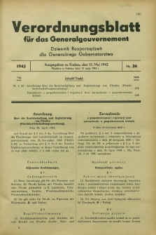 Verordnungsblatt für das Generalgouvernement = Dziennik Rozporządzeń dla Generalnego Gubernatorstwa. 1943, Nr. 36 (15 Mai)