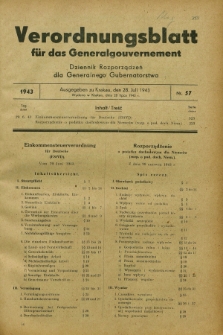 Verordnungsblatt für das Generalgouvernement = Dziennik Rozporządzeń dla Generalnego Gubernatorstwa. 1943, Nr. 57 (28 Juli)