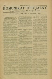 Komunikat Oficjalny Zarządu Polskiego Związku Piłki Nożnej w Krakowie. 1925, nr 7 (4 lipca)