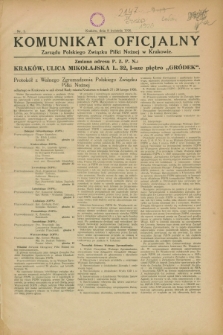 Komunikat Oficjalny Zarządu Polskiego Związku Piłki Nożnej w Krakowie. 1926, nr 1 (8 kwietnia)