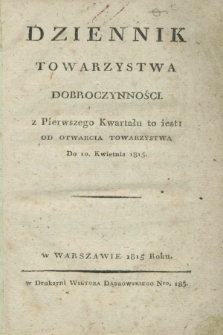 Dziennik Towarzystwa Dobroczynności. 1815