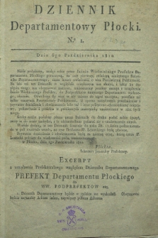 Dziennik Departamentowy Płocki. 1810, No. 1 (6 października ) + wkładka