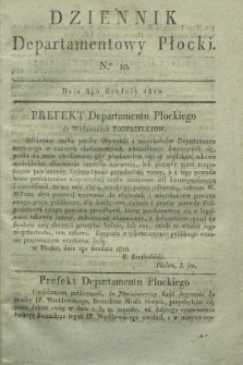 Dziennik Departamentowy Płocki. 1810, No. 10 (8 grudnia) + dod.