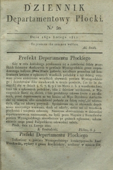 Dziennik Departamentowy Płocki. 1811, No. 20 (16 lutego) + dod.