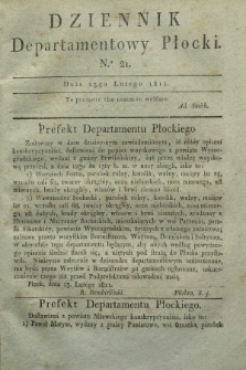 Dziennik Departamentowy Płocki. 1811, No. 21 (23 lutego)