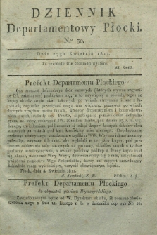 Dziennik Departamentowy Płocki. 1811, No. 30 (27 kwietnia) + dod.
