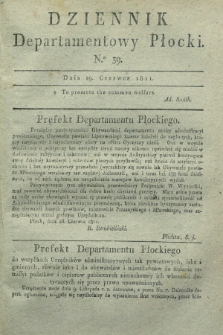 Dziennik Departamentowy Płocki. 1811, No. 39 (29 czerwca) + dod.