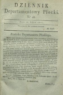 Dziennik Departamentowy Płocki. 1811, No. 42 (20 lipca) + dod.