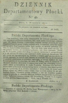 Dziennik Departamentowy Płocki. 1811, No. 49 (7 września) + dod. + wkładka