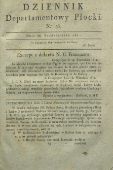 Dziennik Departamentowy Płocki. 1811, No. 56 (26 października) + dod.