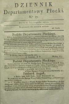 Dziennik Departamentowy Płocki. 1811, No. 57 (2 listopada) + dod.