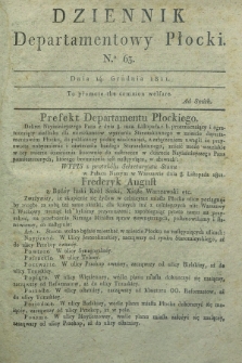 Dziennik Departamentowy Płocki. 1811, No. 63 (14 grudnia) + dod.
