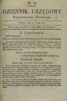 Dziennik Urzędowy Departamentu Płockiego. 1812, No. 74 (29 lutego) + dod.