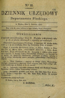 Dziennik Urzędowy Departamentu Płockiego. 1812, No. 88 (6 czerwca)