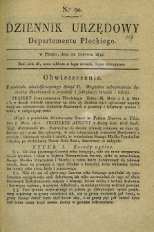 Dziennik Urzędowy Departamentu Płockiego. 1812, No. 90 (20 czerwca)