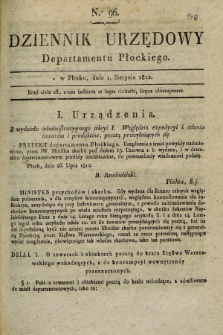 Dziennik Urzędowy Departamentu Płockiego. 1812, No. 96 (1 sierpnia)