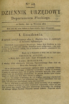 Dziennik Urzędowy Departamentu Płockiego. 1812, No. 103 (19 września)