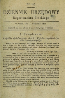 Dziennik Urzędowy Departamentu Płockiego. 1812, No. 106 (11 października) + dod.