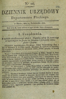Dziennik Urzędowy Departamentu Płockiego. 1812, No. 108 (24 października)