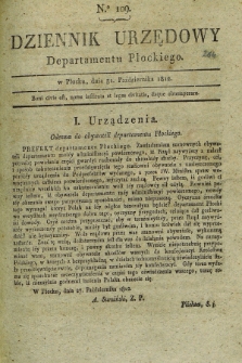 Dziennik Urzędowy Departamentu Płockiego. 1812, No. 109 (31 października) + dod.