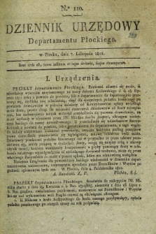 Dziennik Urzędowy Departamentu Płockiego. 1812, No. 110 (7 listopada)