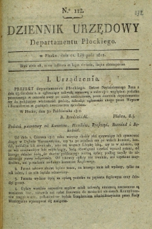 Dziennik Urzędowy Departamentu Płockiego. 1812, No. 112 (21 listopada) + dod.