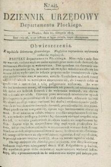 Dziennik Urzędowy Departamentu Płockiego. 1813, No. 145 (21 sierpnia)