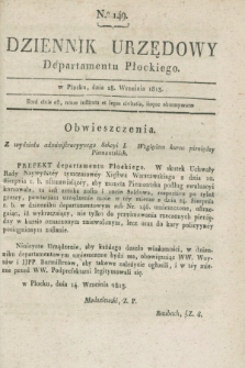 Dziennik Urzędowy Departamentu Płockiego. 1813, No. 149 (18 września)