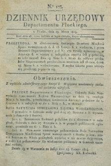 Dziennik Urzędowy Departamentu Płockiego. 1814, No. 173 (19 marca) + dod.
