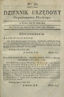 Dziennik Urzędowy Departamentu Płockiego. 1814, No. 187 (16 lipca)