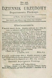 Dziennik Urzędowy Departamentu Płockiego. 1815, Nro 218 (18 lutego)