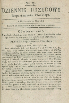 Dziennik Urzędowy Departamentu Płockiego. 1815, Nro 231 (20 maja) + dod.