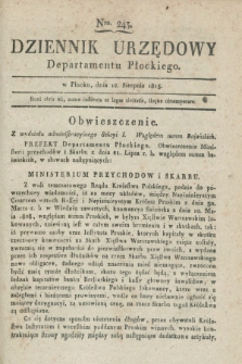 Dziennik Urzędowy Departamentu Płockiego. 1815, Nro 243 (12 sierpnia) + dod.