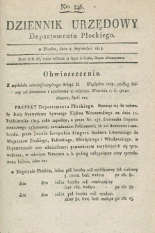 Dziennik Urzędowy Departamentu Płockiego. 1815, Nro 246 (2 września)