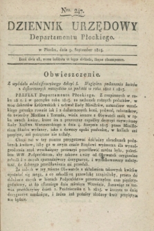 Dziennik Urzędowy Departamentu Płockiego. 1815, Nro 247 (9 September)