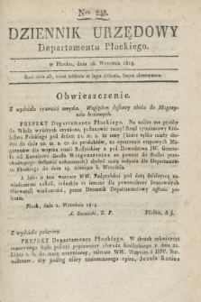 Dziennik Urzędowy Departamentu Płockiego. 1815, Nro 248 (16 września)
