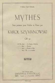 Mythes : Trois poèmes pour violon et piano. Op. 30 Nr. 1, La Fontaine d'Arethuse