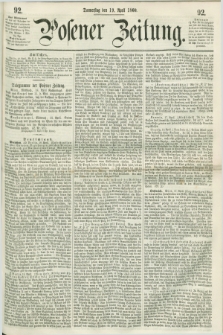 Posener Zeitung. 1860, [№] 92 (19 April) + dod.