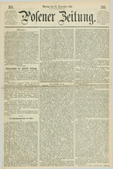 Posener Zeitung. 1862, [№] 215 (15 September) + dod.