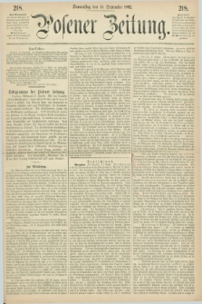 Posener Zeitung. 1862, [№] 218 (18 September) + dod.