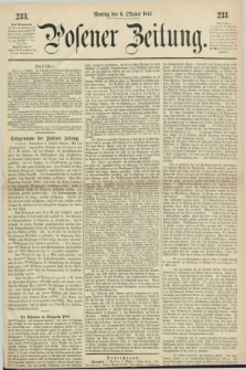 Posener Zeitung. 1862, [№] 233 (6 Oktober) + dod.