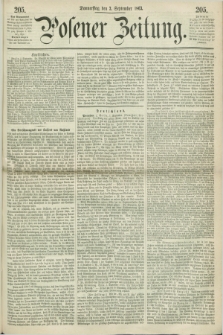 Posener Zeitung. 1863, [№] 205 (3 September) + dod.