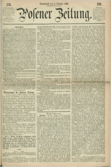 Posener Zeitung. 1863, [№] 231 (3 Oktober) + dod.