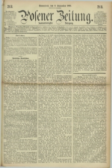Posener Zeitung. Jg.72 [i.e.76], [№] 213 (11 September 1869) + dod.