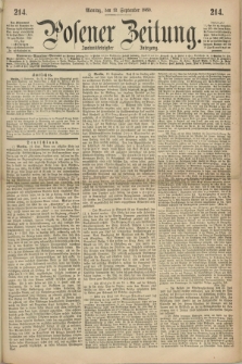 Posener Zeitung. Jg.72 [i.e.76], [№] 214 (13 September 1869) + dod.