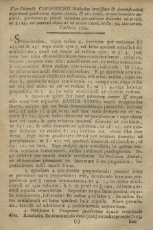 Vice-Colonelli Corsonichii Methodus brevissima & demonstrativa describendi quadratum æquale circulo, & vice versa, ex qua luculenter apparet, quadraturam circuli inventam per rationes diametri ad periph: ut 8:25, vel quadrati diametri ad aream circuli, ut 64:50, esse veram