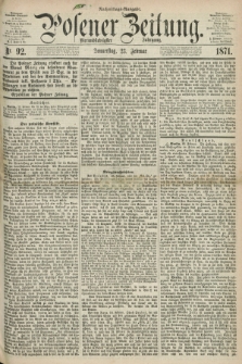 Posener Zeitung. Jg.74 [i.e.78], Nr. 92 (23 Februar 1871) - Nachmittags=Ausgabe. + dod.