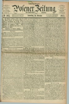 Posener Zeitung. Jg.74 [i.e.78], Nr. 562 (30 November 1871) - Nachmittags=Ausgabe. + dod.
